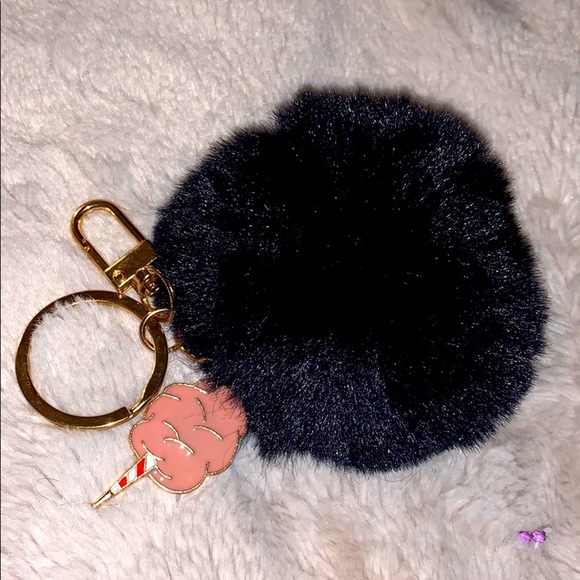 Fun Black Faux Fur Key Chain/ Purse Charm - Picture 1 of 3
